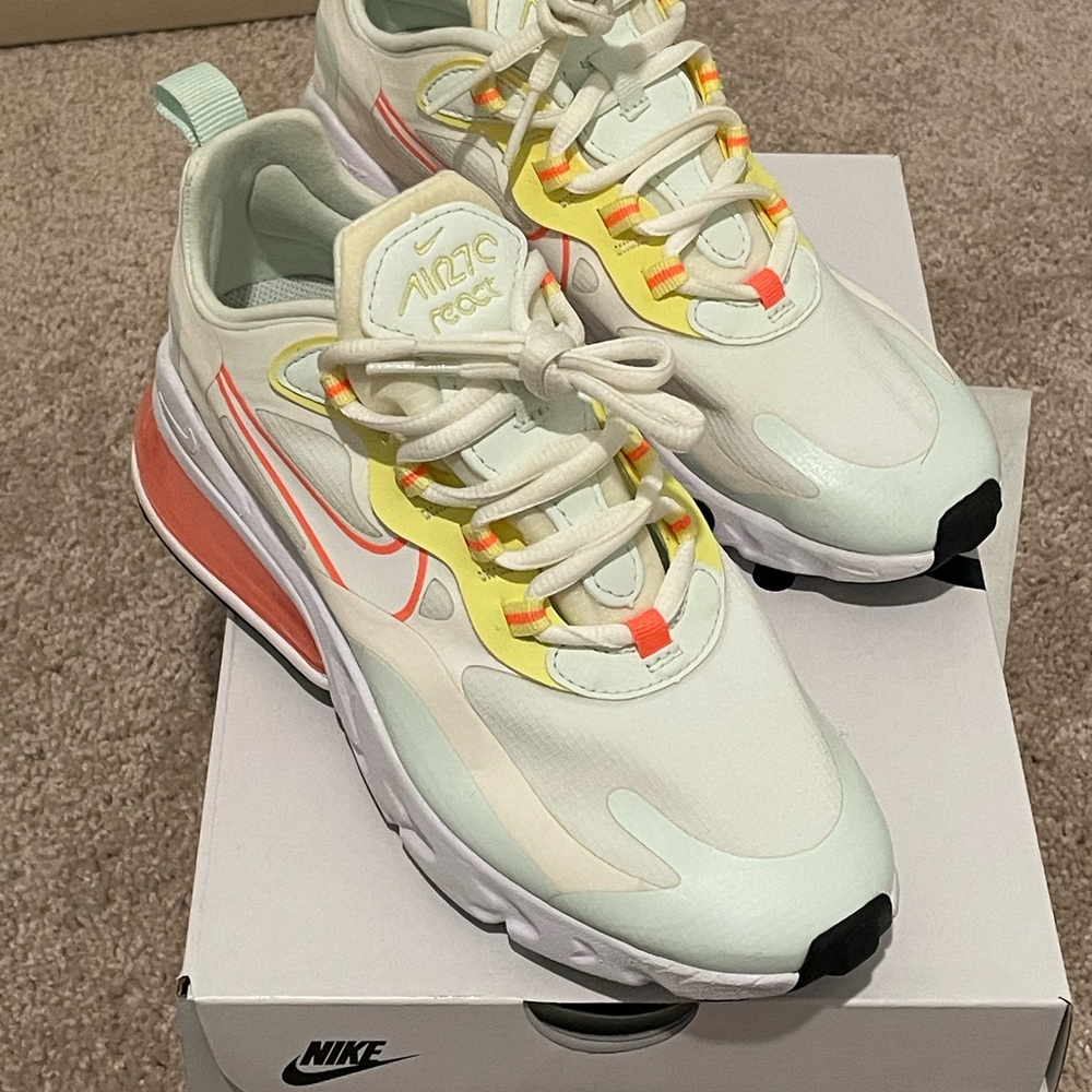 Nike Air Max 270 React in White and Orange